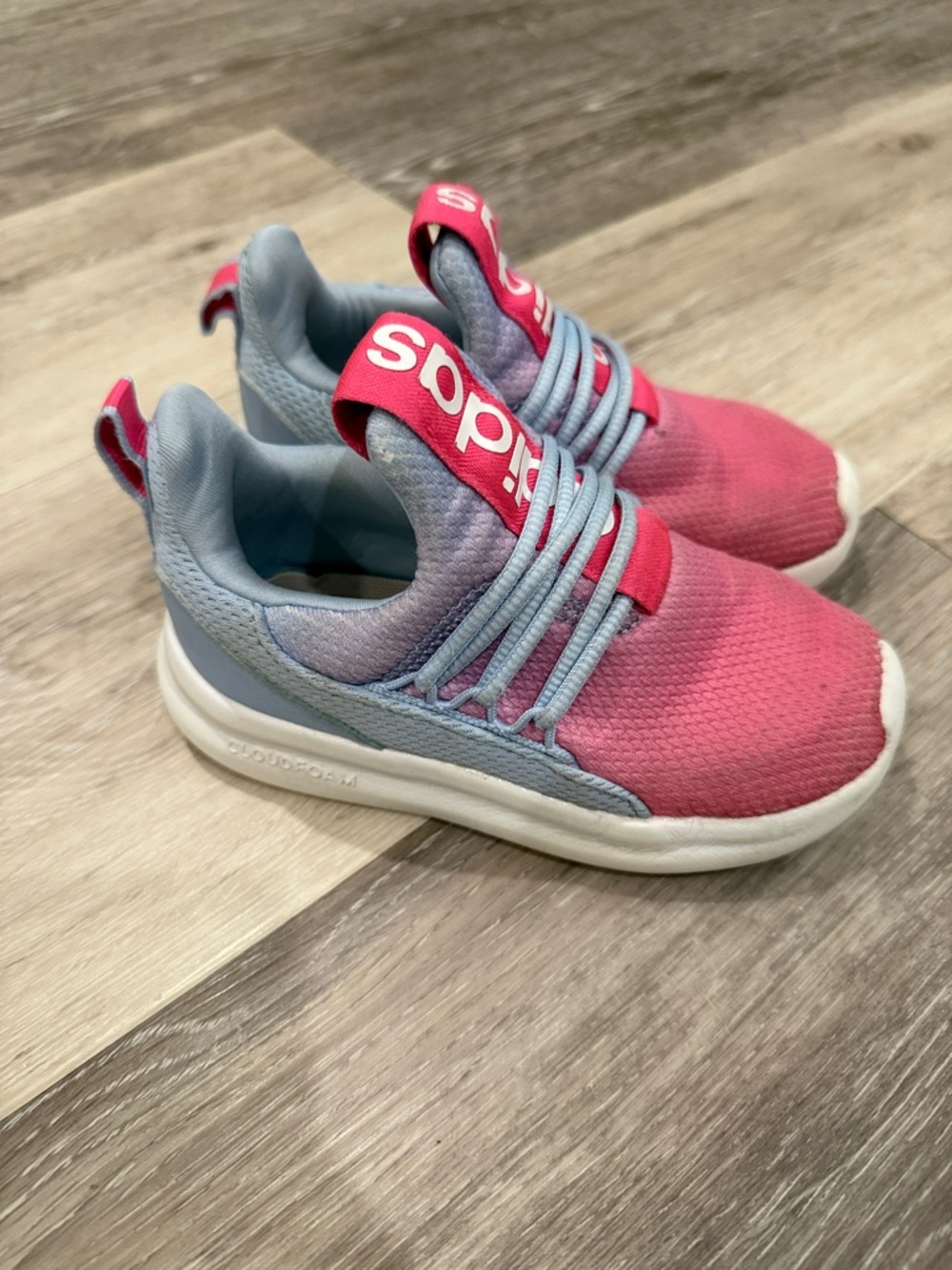 adidas Kids Pink and Light Blue Slip-On Sneakers - toddler girls, size 9